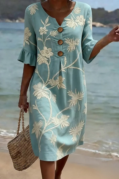 Nemi™ | Elegante Abito Midi a Fiori