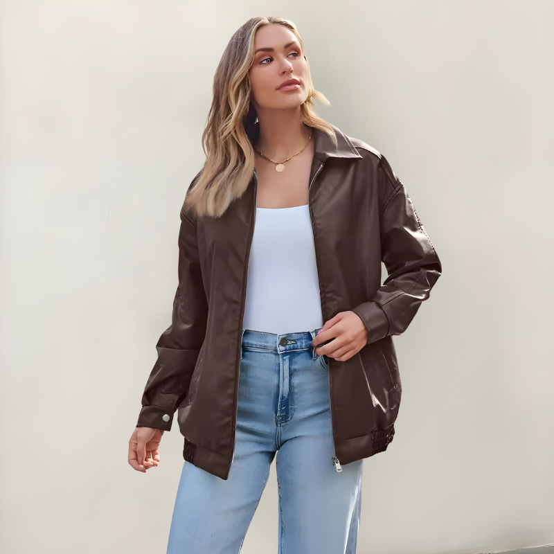 Mira | Giacca oversize elegante in pelle