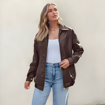 Mira | Giacca oversize elegante in pelle