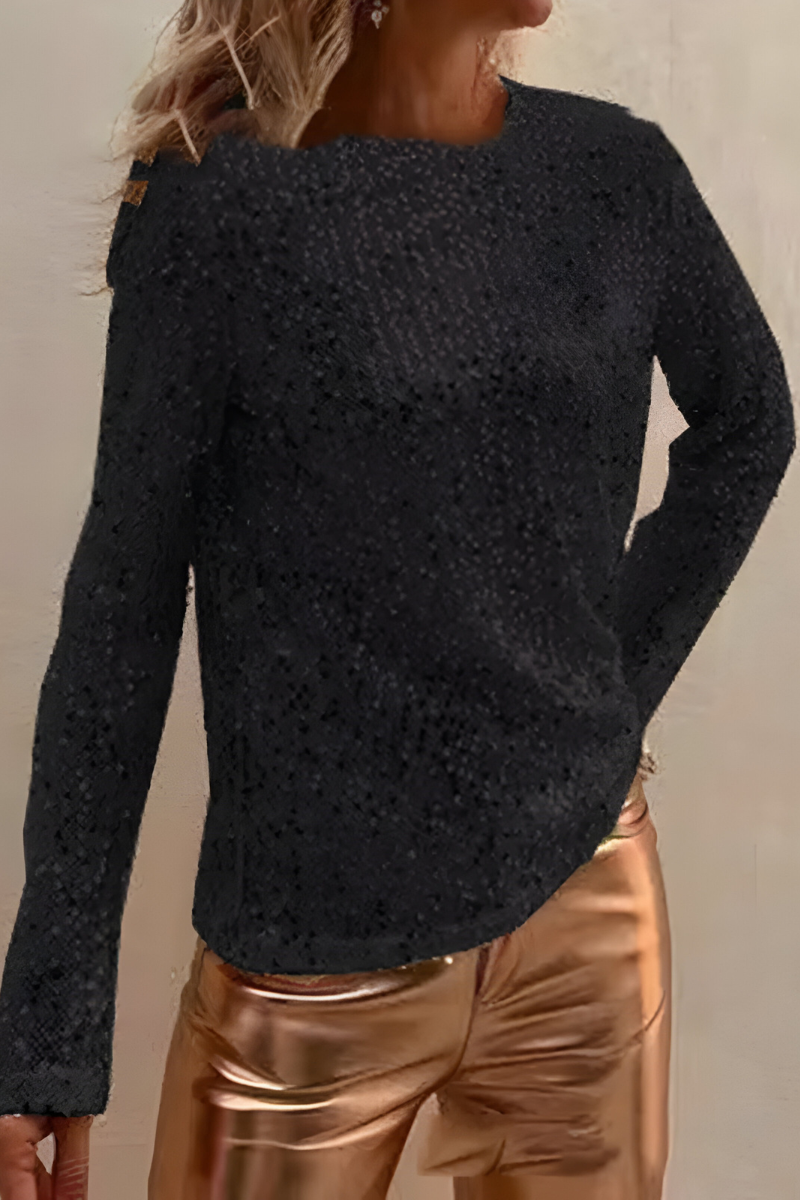 Nela™ | Elegante Top di Paillettes con Maniche Lunghe