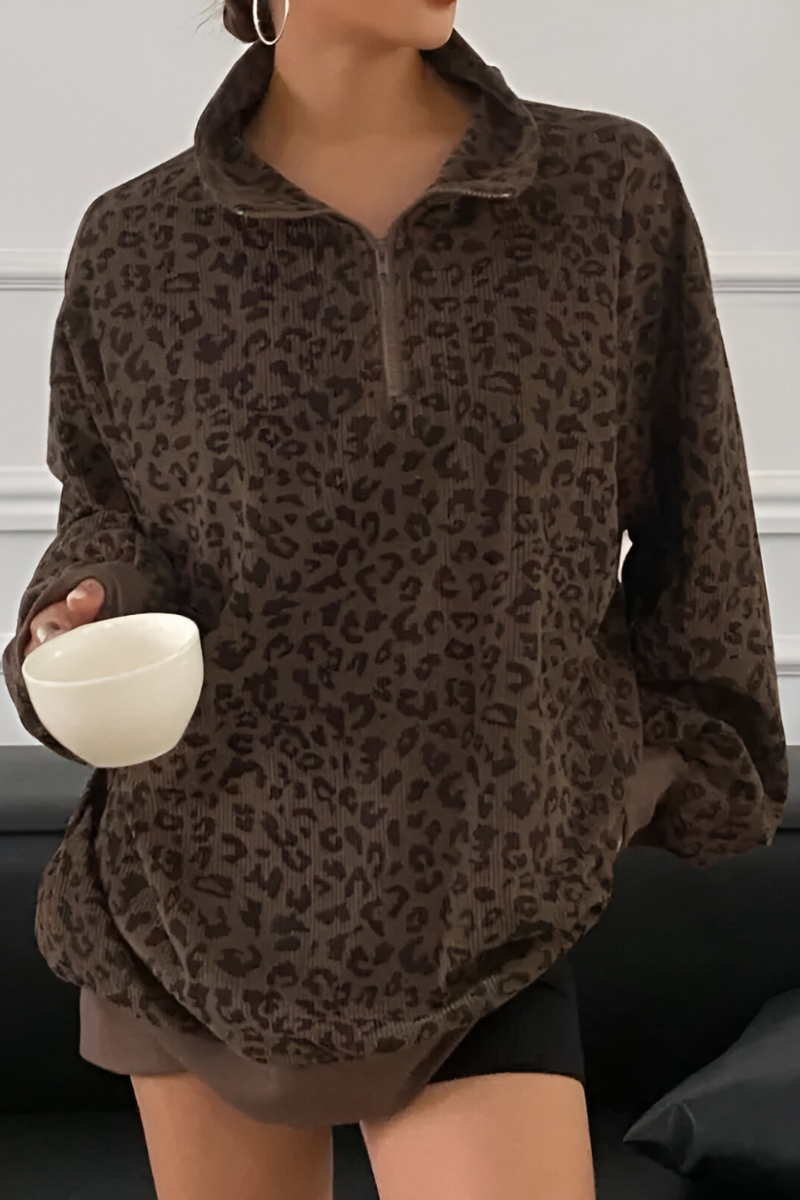 Mara | Comodo Maglione con Stampa Leopardo