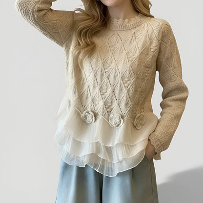 Aure™ | Maglione Ruffle con Texture Elegante