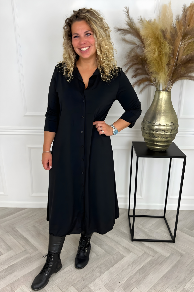 Olivia | Abito Camicia Maxi In Seta Antipiega