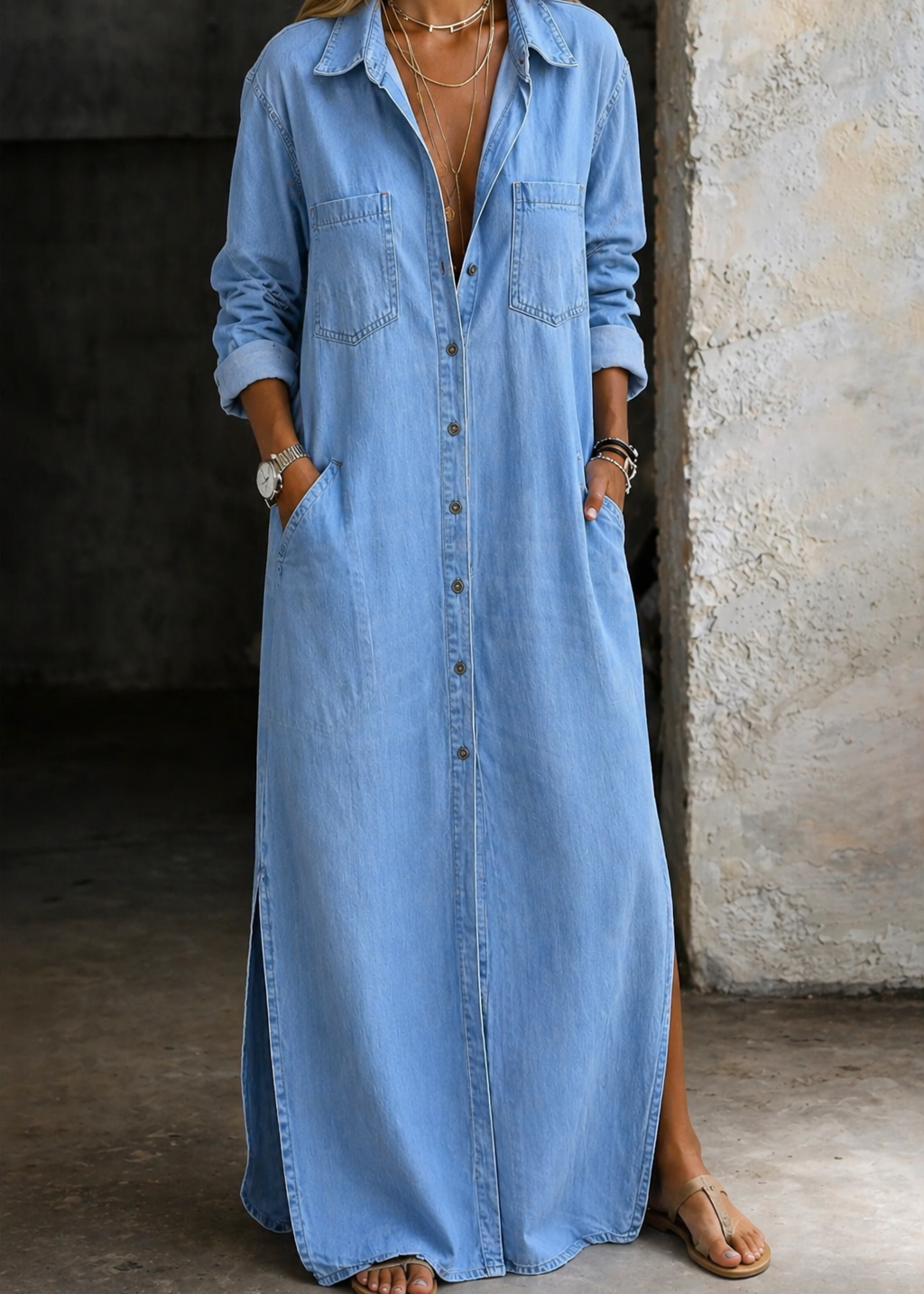 Mila™ | Blusa Maxi in Denim