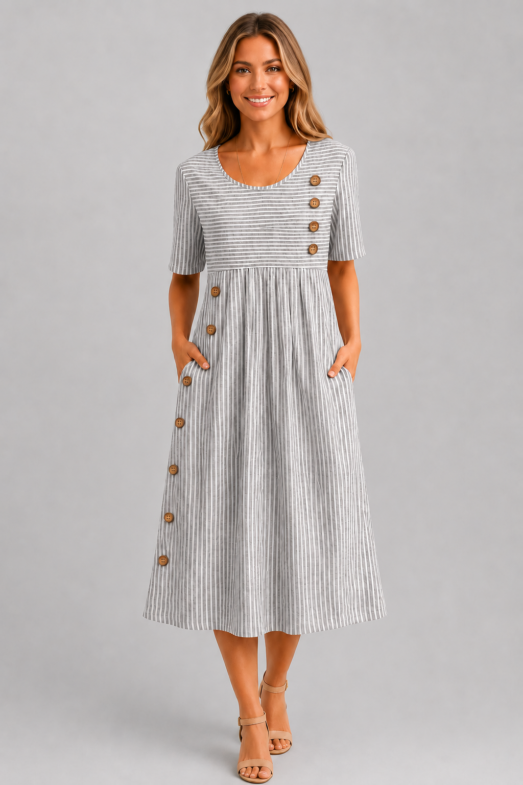 Ismay™ | Abito Midi a Strisce per Camuffare la Pancia