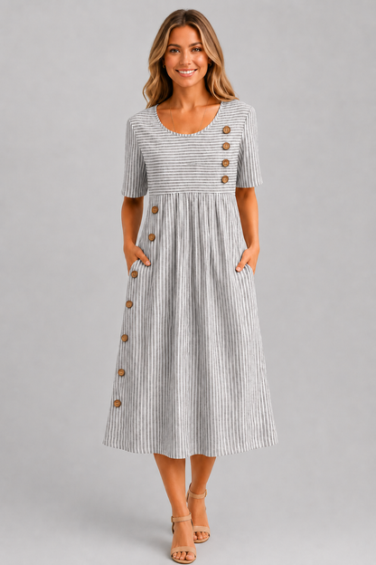 Ismay™ | Abito Midi a Strisce per Camuffare la Pancia