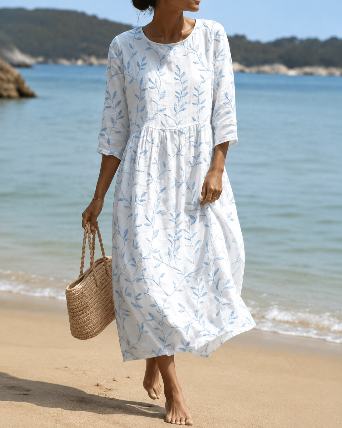 Brielle™ | Abito Midi Floreale Ricamato che Camuffa la Pancia