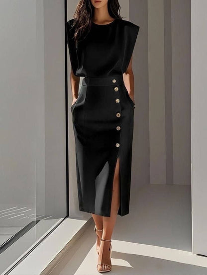 Celina™ | Elegante Abito Midi Senza Maniche