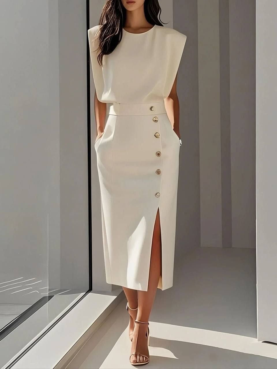 Celina™ | Elegante Abito Midi Senza Maniche