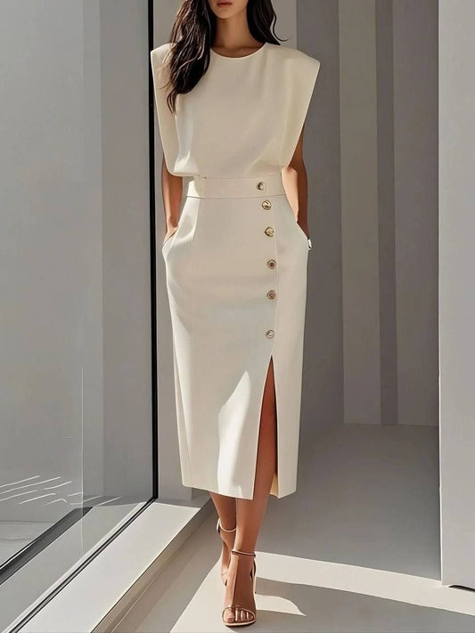 Celina™ | Elegante Abito Midi Senza Maniche