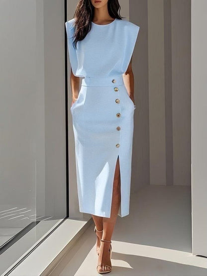 Celina™ | Elegante Abito Midi Senza Maniche