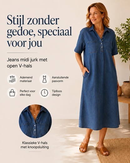 Édith™ | Abito Midi in Denim con Blusa Coprente per Pancia