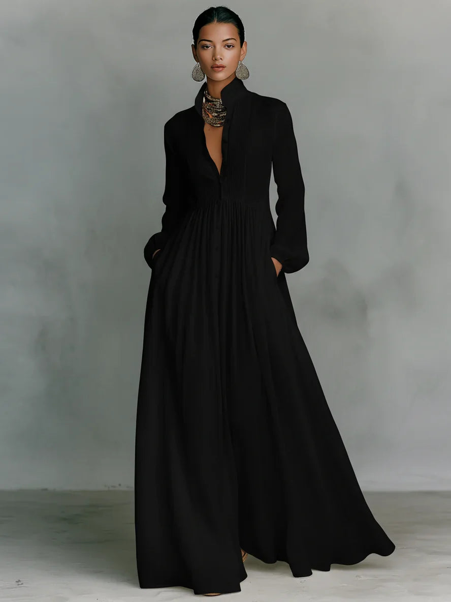 Lena™ | Abito Maxi Elegante con Bottoni