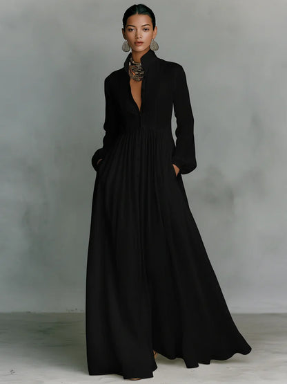 Lena™ | Abito Maxi Elegante con Bottoni