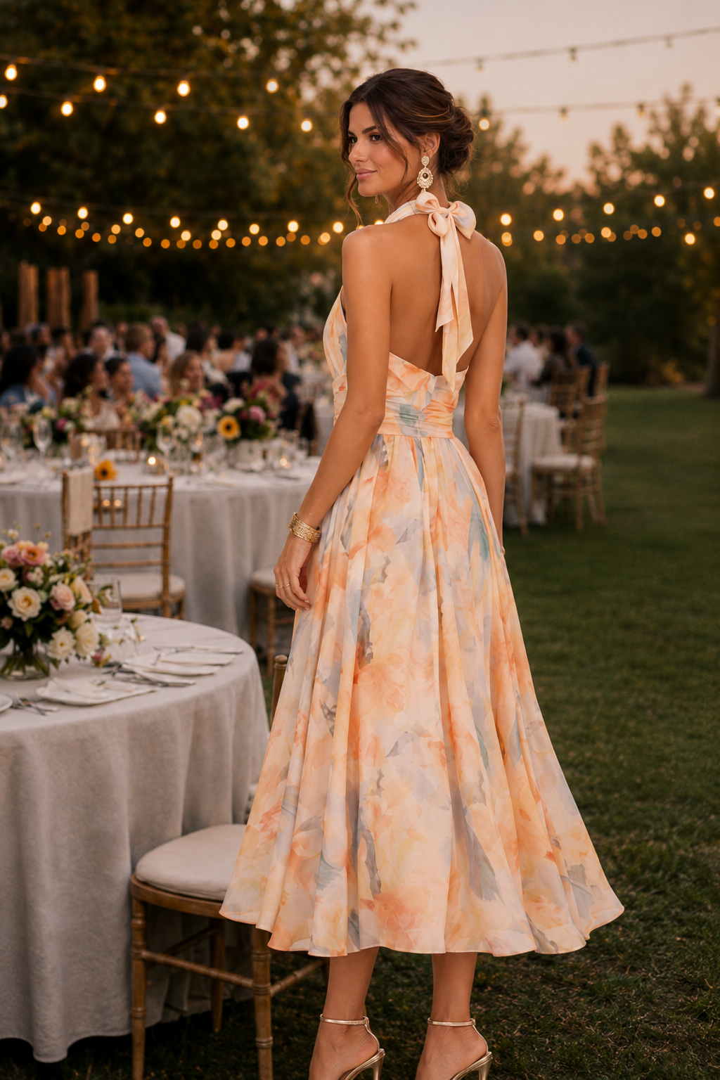 Aurora™ | Abito Halter Camuffa Pancia con Stampa Acquerello