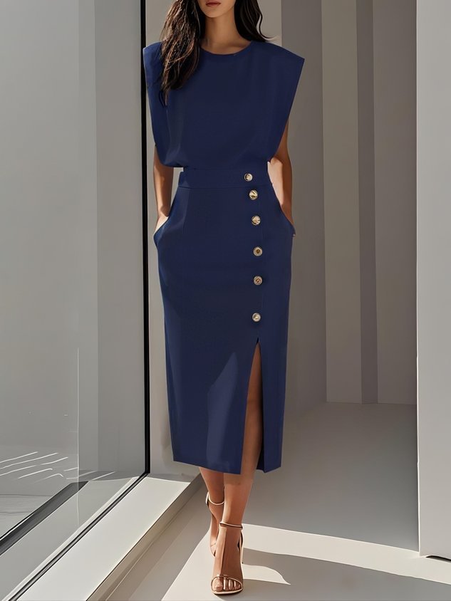Celina™ | Elegante Abito Midi Senza Maniche