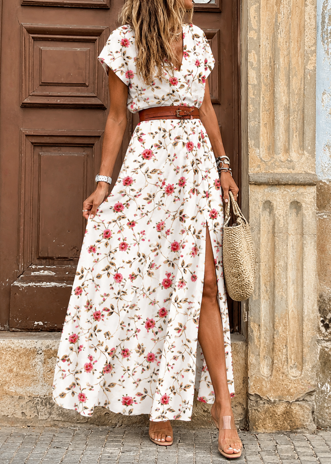 Sarisa™ | Abito Maxi a Fiori con Cintura Camuffante per Pancia