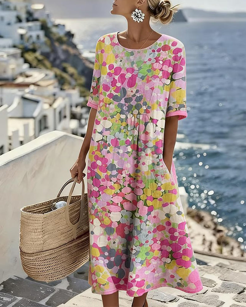 Elena™ | Abito Midi a Fiori Camuffa Pancia