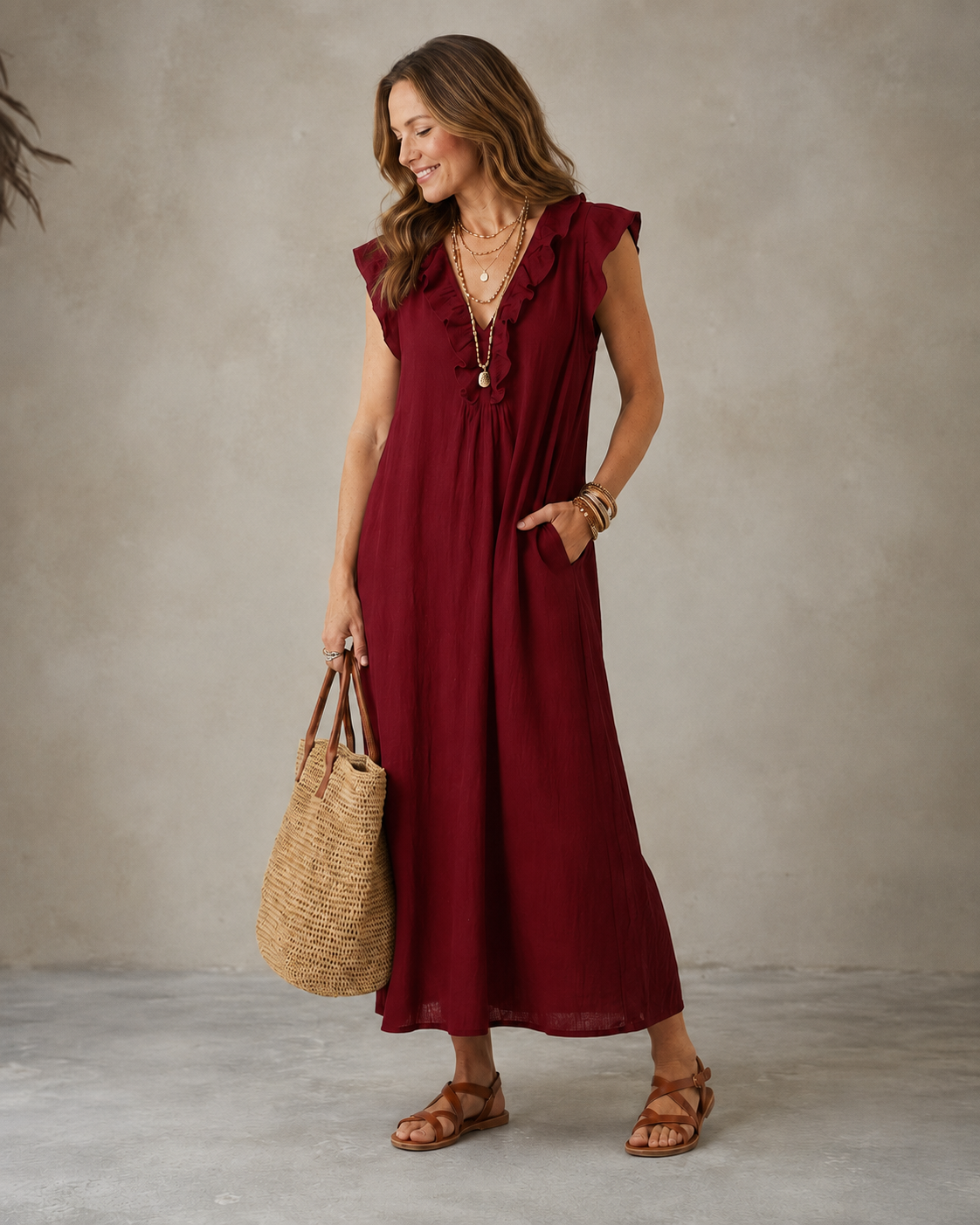 Renata™ | Elegante Abito Camuffa Pancia con Rouches