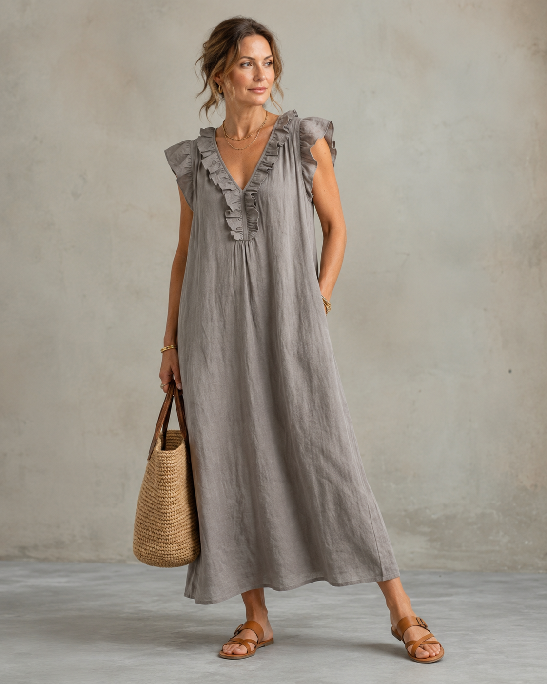 Renata™ | Elegante Abito Camuffa Pancia con Rouches