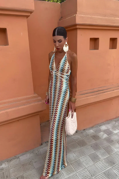 Solena™ | Abito maxi boho con schiena scoperta