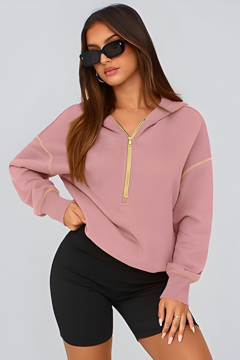 Élise™ | Luxe Half-Zip Hoodie con Vestibilità Relaxed