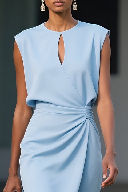 Martina™ | Abito midi classico con scollo rotondo e maniche a cappuccio.