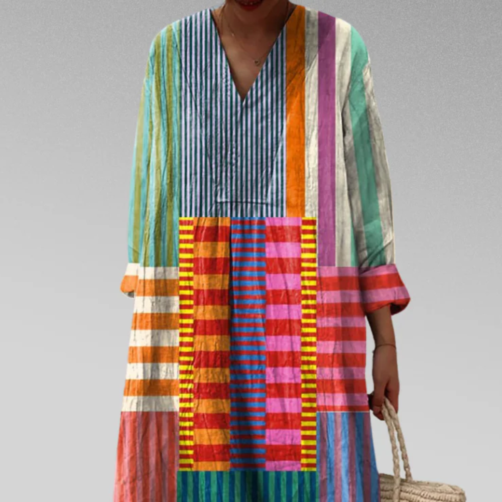 Zira™ | Abito Midi Patchwork Elegante