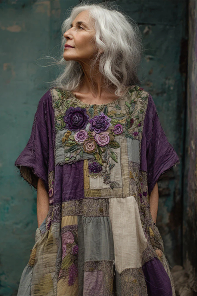 Almae™ | Abito Midi Patchwork Elegante