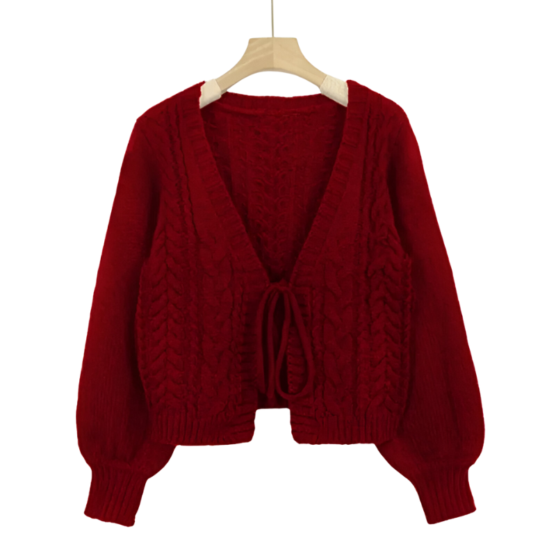 Sofia™ | Cardigan lavorato a maglia con chiusura a fiocco
