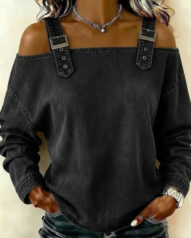 Teya™ | Top in Denim Moderno con Spalline