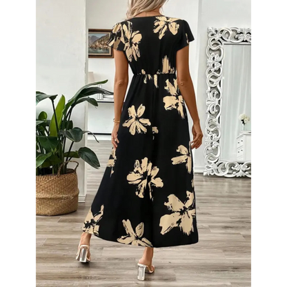 Odessa™ | Elegante Abito Midi con Stampa Foglia