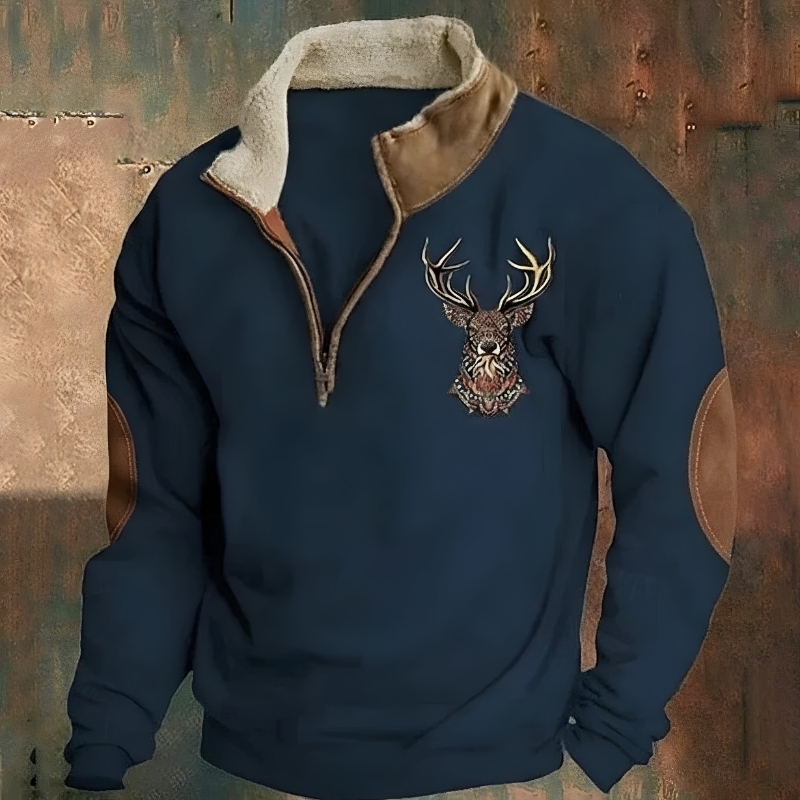 Roan™ | Maglione Casual Ricamato a Mezzo Zip
