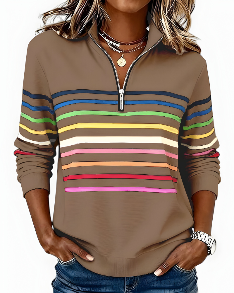 Kira™ | Maglione a zip a righe confortevole