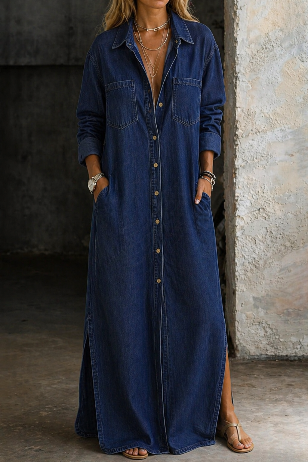Mila™ | Blusa Maxi in Denim