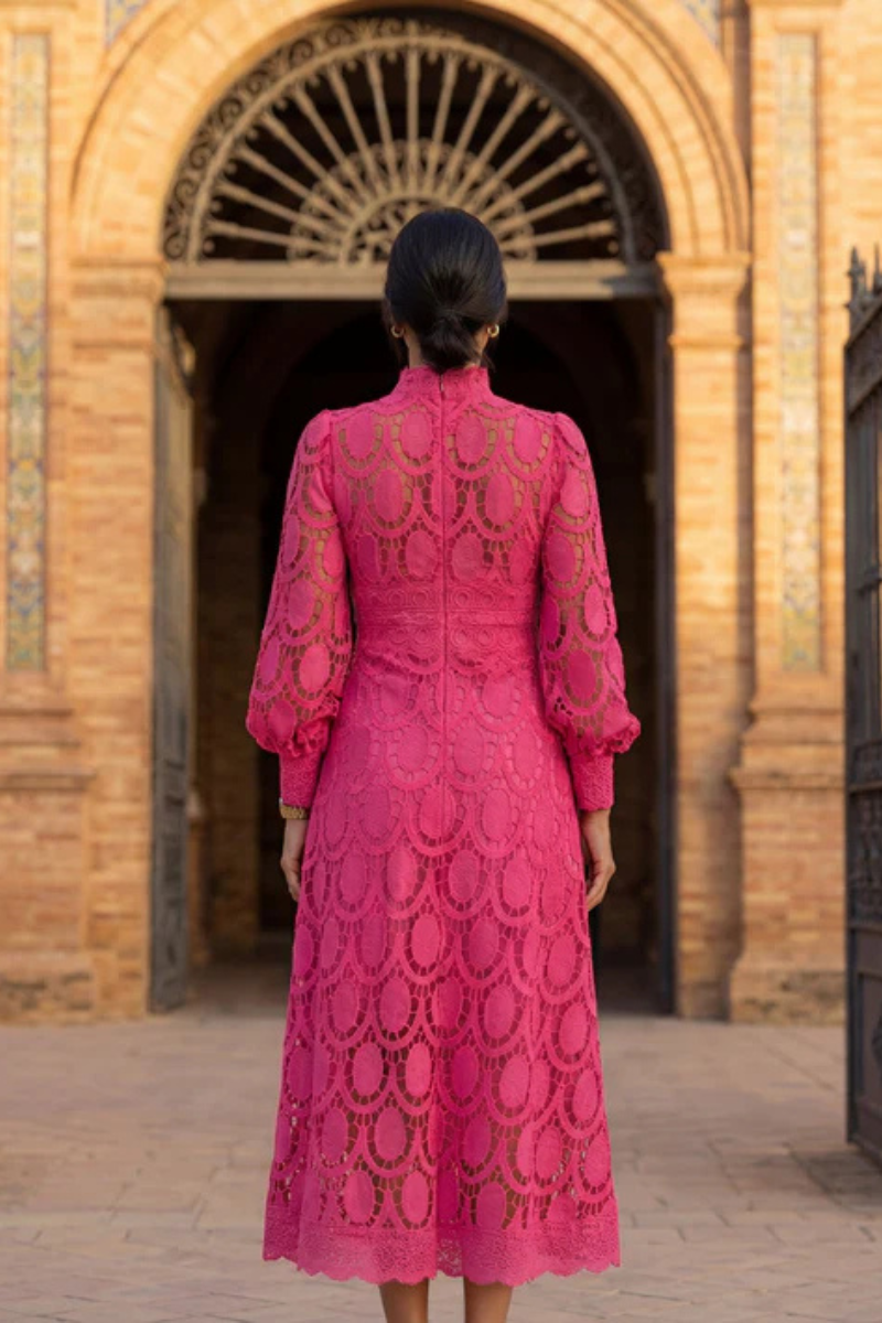 Vira™ | Elegante Abito Midi in Pizzo