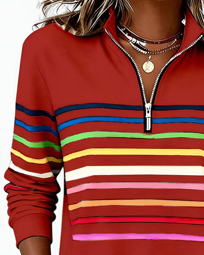 Kira™ | Maglione a zip a righe confortevole