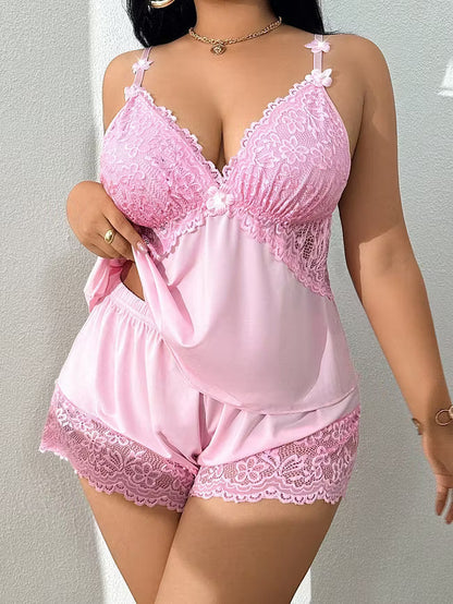 Petra™ | Set di Pigiama in Raso con Top in Pizzo