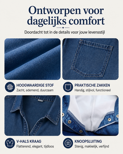 Édith™ | Abito Midi in Denim con Blusa Coprente per Pancia