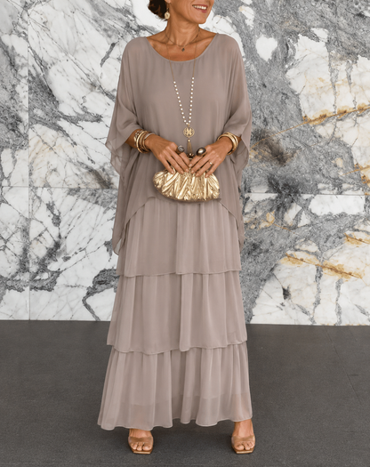 Amélie™ | Elegante Abito Maxi in Chiffon con Copertura per la Pancia