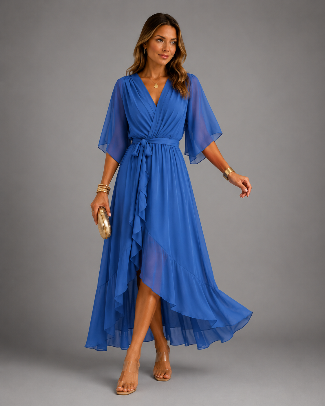 Isabelle™ | Abito Maxi in Chiffon Camuffa Pancia