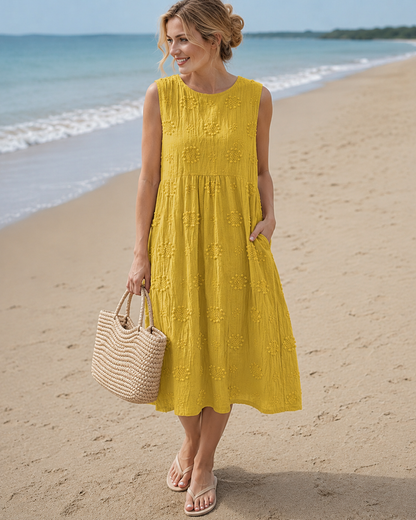 Manon™ | Abito Midi Leggero Camuffante per Pancia con Ricamo