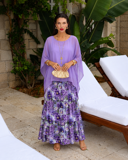 Amélie™ | Elegante Abito Maxi in Chiffon con Copertura per la Pancia