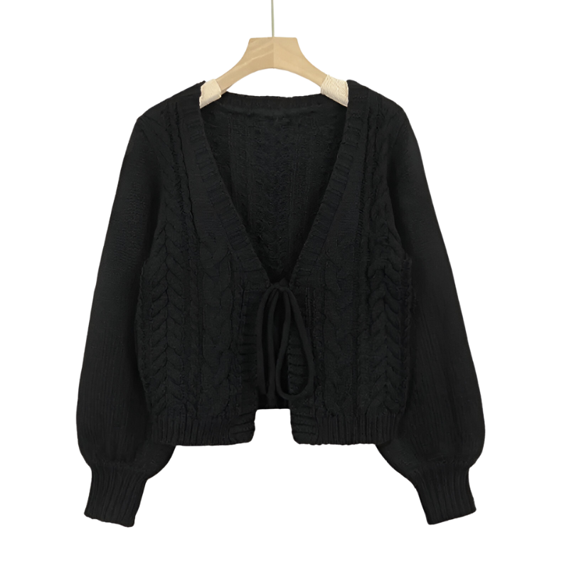 Sofia™ | Cardigan lavorato a maglia con chiusura a fiocco