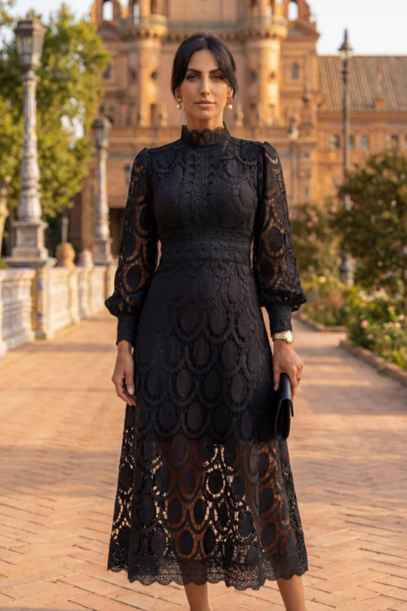 Vira™ | Elegante Abito Midi in Pizzo