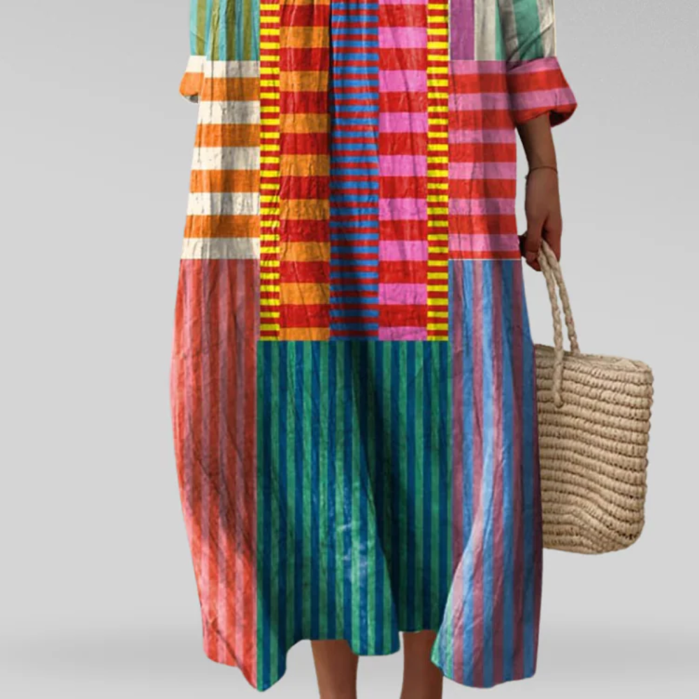 Zira™ | Abito Midi Patchwork Elegante