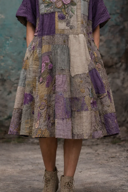 Almae™ | Abito Midi Patchwork Elegante