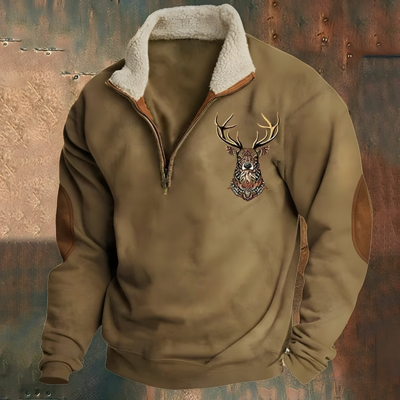 Roan™ | Maglione Casual Ricamato a Mezzo Zip