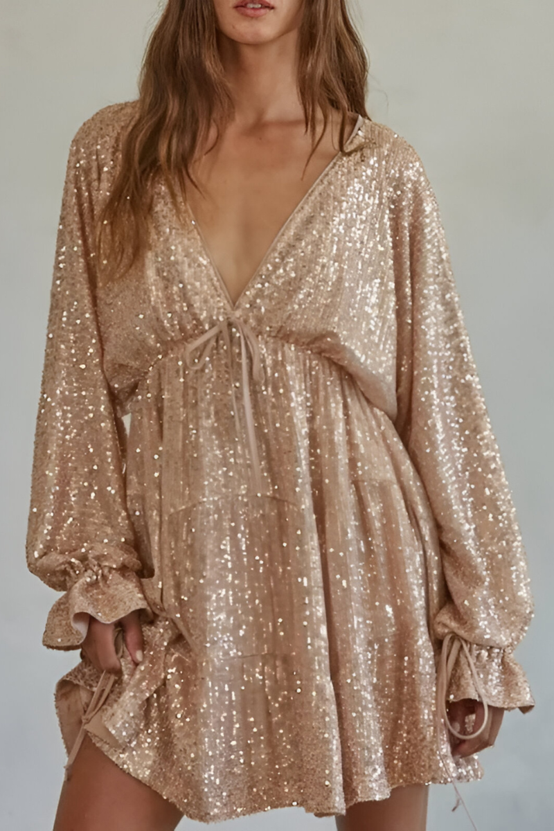 Livya™ | Elegante Abito Plissé con Paillettes