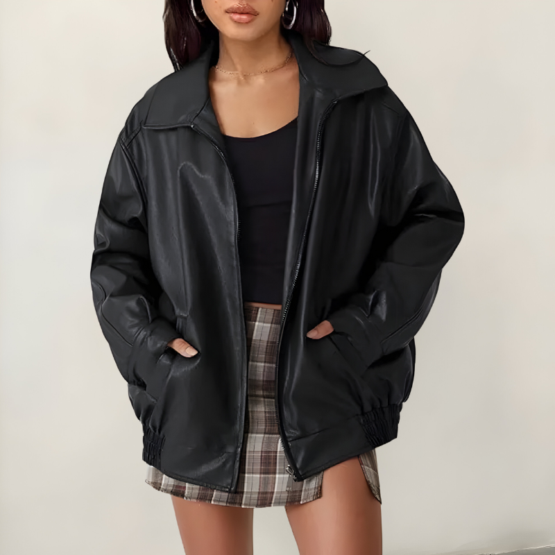 Mira | Giacca oversize elegante in pelle